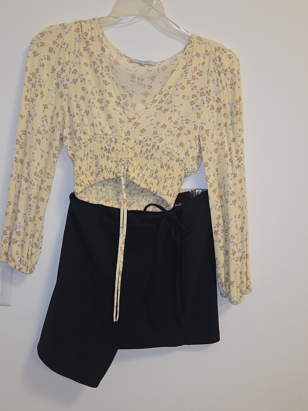 Papaya Black Asymmetrical Wrap Mini Skort & Crop Top